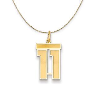 14k Yellow Gold, Jersey, Med Number 11 Necklace - 22 Inch